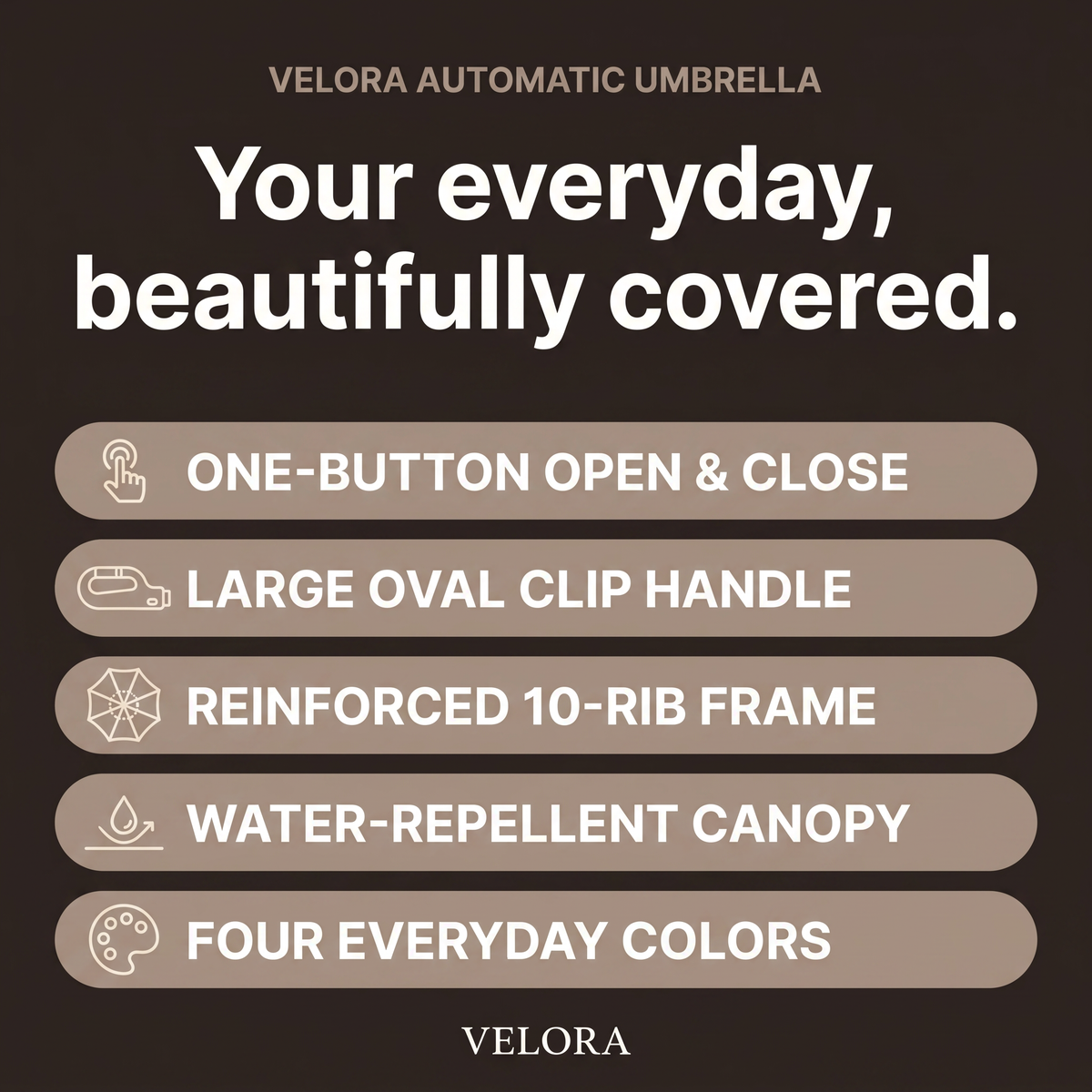 Velora umbrella benefits