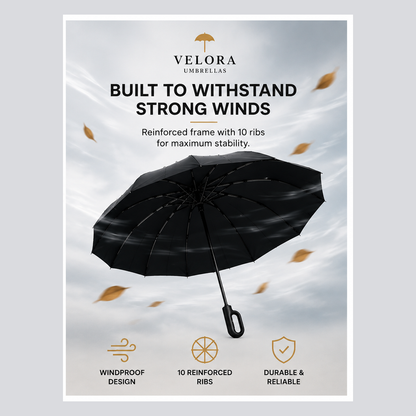 Velora umbrella reinforced for strong winds